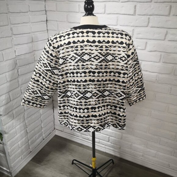 Roz & Ali Ladies Size 2X Full Zip Gold Black & Off White Lined Blazer - Picture 2 of 9